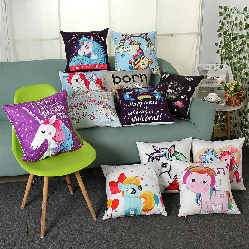 

Cartoon Cushion Pillow Simple Super Soft Unicorn Cushion Cover Sofa Cushion Cover Pillow Case Home Hotel Decoration