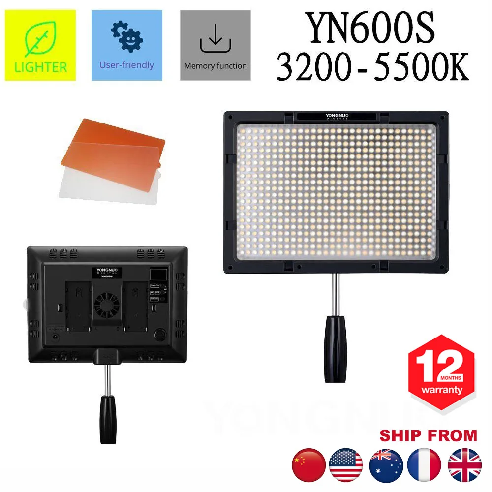 

Yongnuo YN600S Pro LED Video Light Studio Shooting 3200K-5500K Adjustable color temperature for Cameras