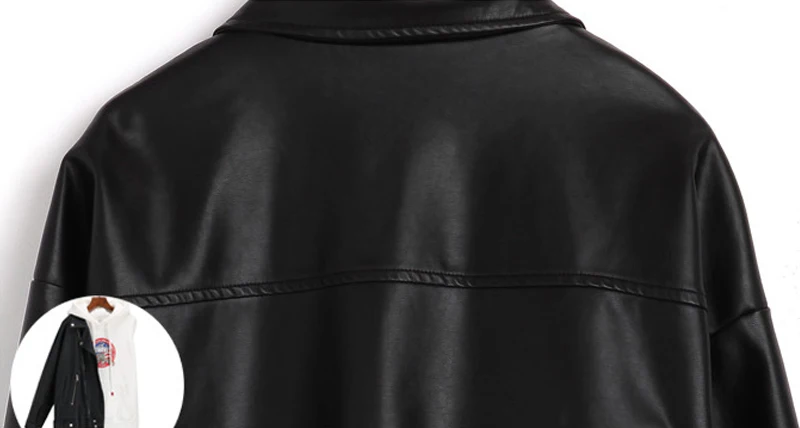2023 New Arrival Women Autumn Winter Leather Jacket Oversized Boyfriend Korean Style Female Faux Coat Outwear Black