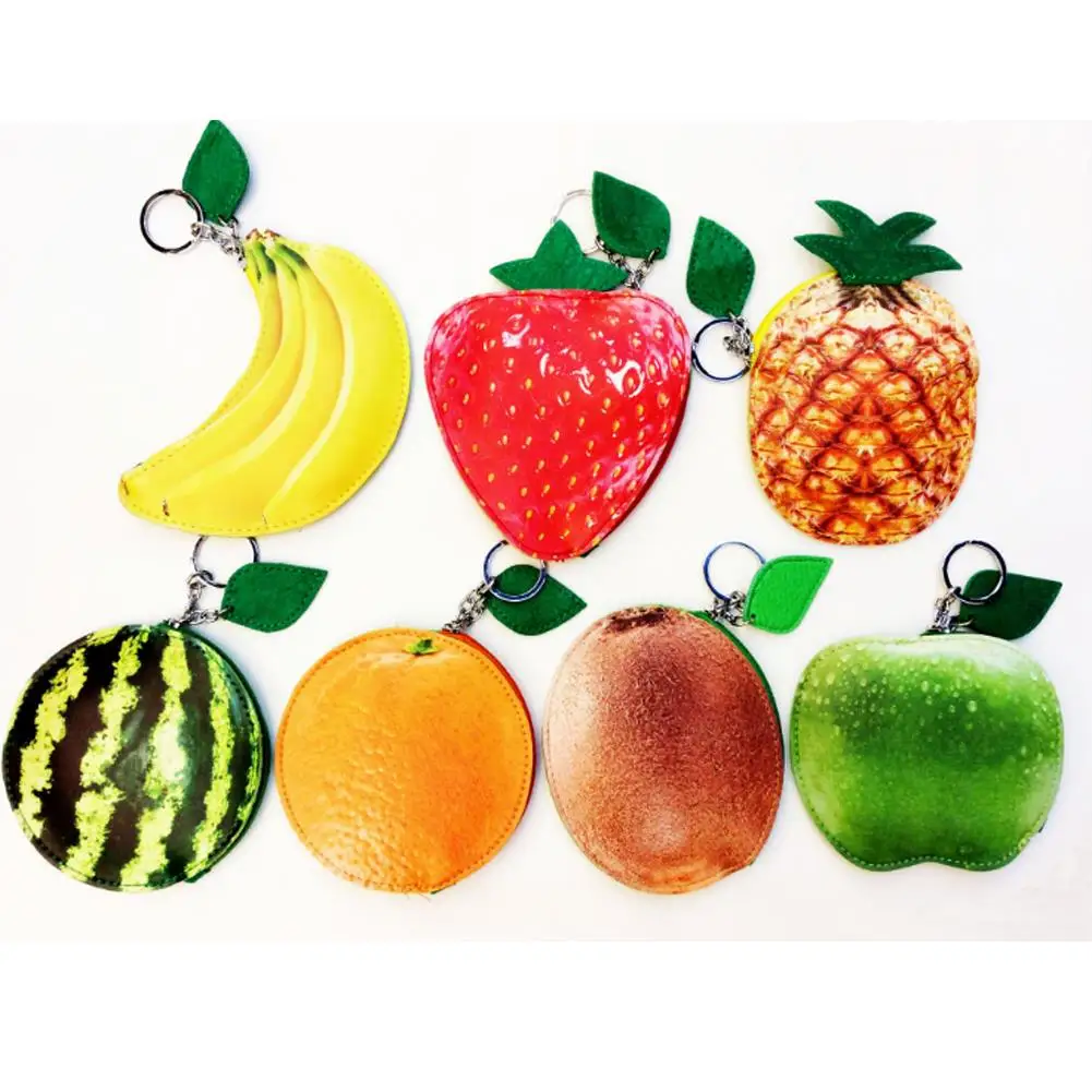 

PU Leather Portable Yellow Banana Coin Purses Novelty Funny Wallet Pouch Keyring Unique Purse Bag