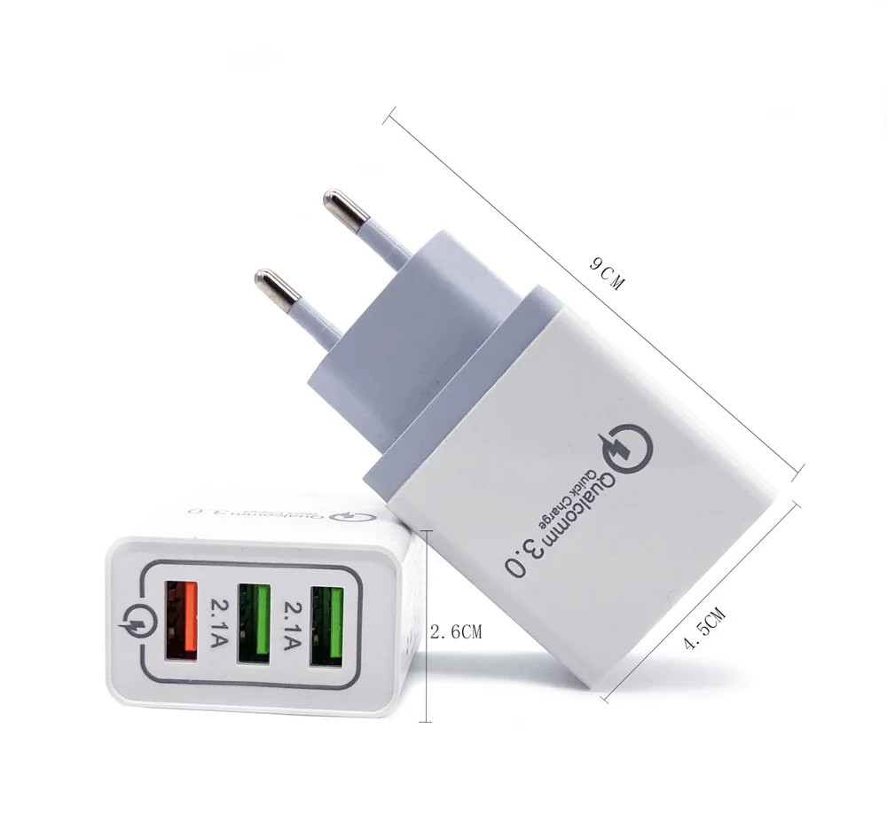 Сетевое зарядное устройство с 3 USB портами для iPhone X XR 8 7 iPad Samsung S9 Xiaomi mi Huawei быстрая