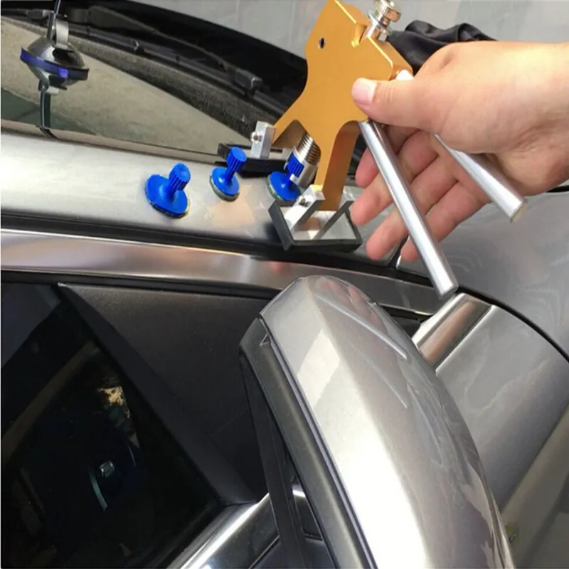 PDR инструменты Золотой вмятин Лифтер с 18X PDR Puller Tabs Pad-один кран вниз ручка для автомобиля удаление вмятин безболезненный инструмент для ремонта вмятин+ подарок