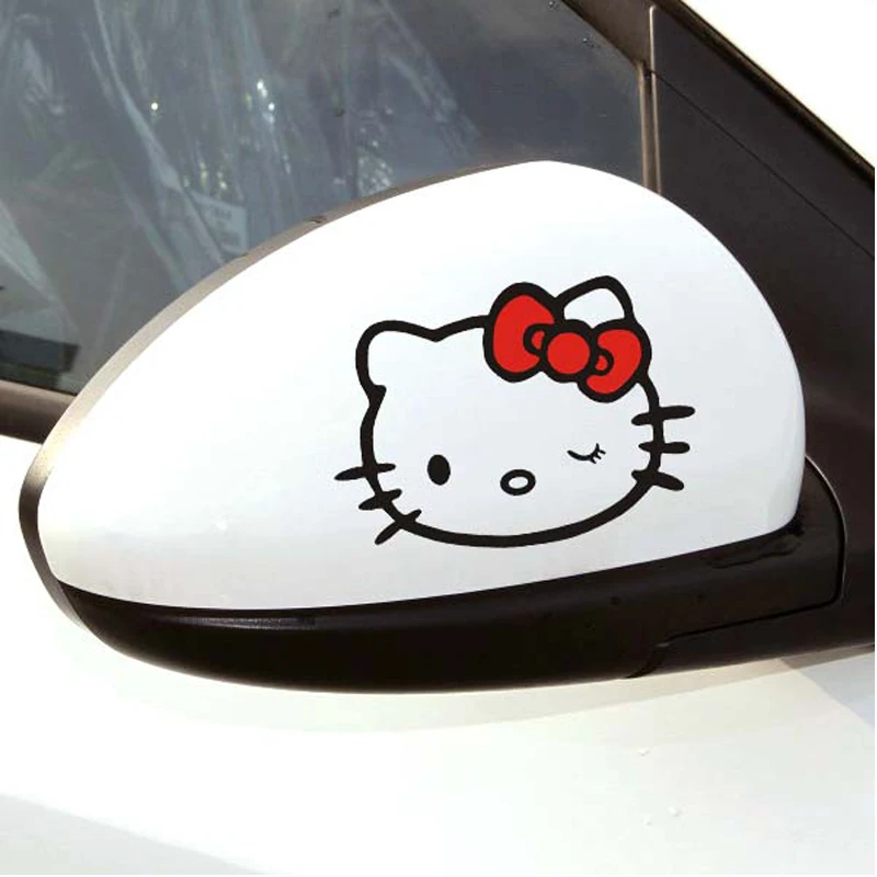 Car Sticker and Decals 2Pcs/Lot Lovely Hello Kitty Car Rearview Mirror