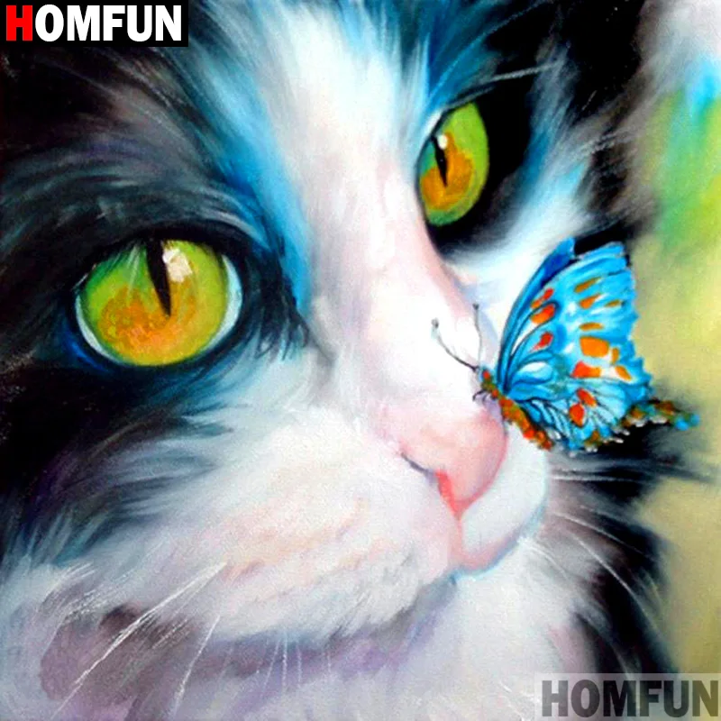 Homfun полный квадрат/круглая дрель 5D DIY Алмазная картина &quotживотное кошка