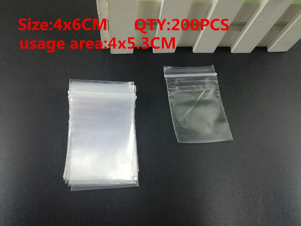200PCS 4X6cm Mini Plastic Clear Zip Lock Bags small ziplock bags