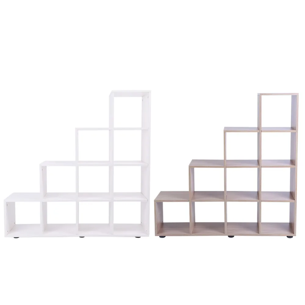 

10 Grids Step Storage Cube Display Shelf Modern Wooden Bookshelf Bookcase Home Office Use