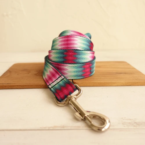 Dog Leash MUTTCO, розничная, классные, саморазработанные нейлоновые аксессуары для собак, зеленый принт павлина, ошейники и поводки, комплекты 5 размеров UDC010 - Цвет: Dog Leash