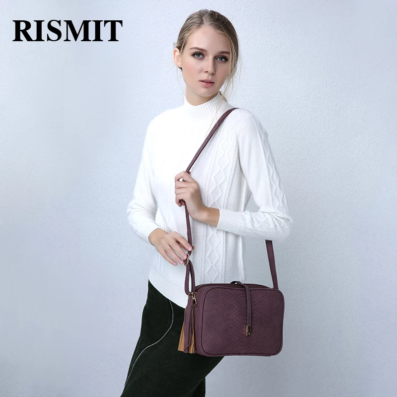Beste RISMIT 2018 merk casual schoudertassen vrouwen kleine messenger bags dames retro ontwerp handtas met kwastje vrouwelijke crossbody tas