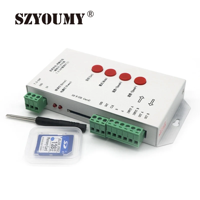 Полноцветный контроллер SZYOUMY T1000S для Pixel WS2811 WS2801 WS2812B LPD8806 6803 1903 улучшенная