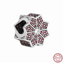 Аутентичные стерлингового серебра 925 Красный и прозрачный CZ мерцающий подарок талисман из бусин ручной работы Fit PANDORA Подвески для женщин ювелирных изделий FL540