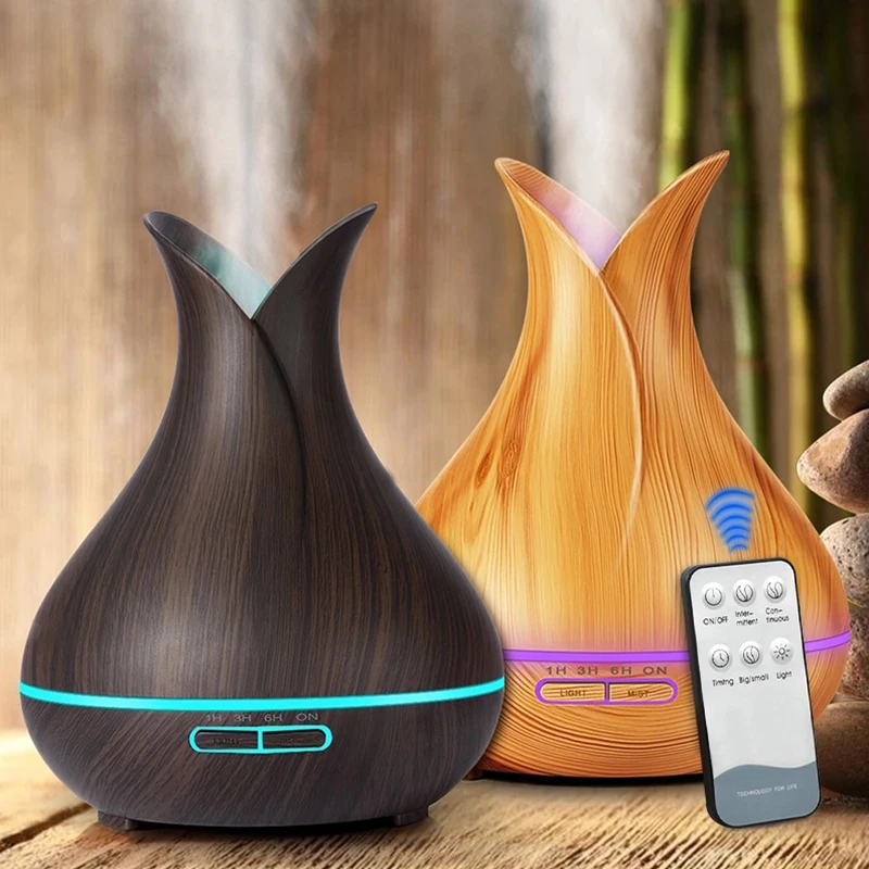 

550ML Ultrassonic Air Humidifier Aromatherapy Diffuser With Wood Grain Essential Oil Aroma Diffuser For Home Cool Mist Maker
