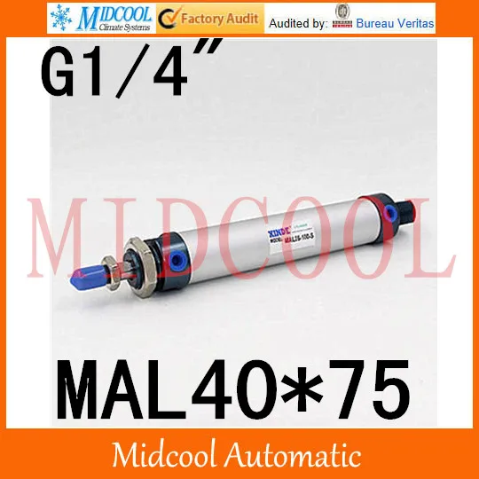 

Aluminum Alloy Mini cylinder MAL40*75 port 1/4" bore 40mm