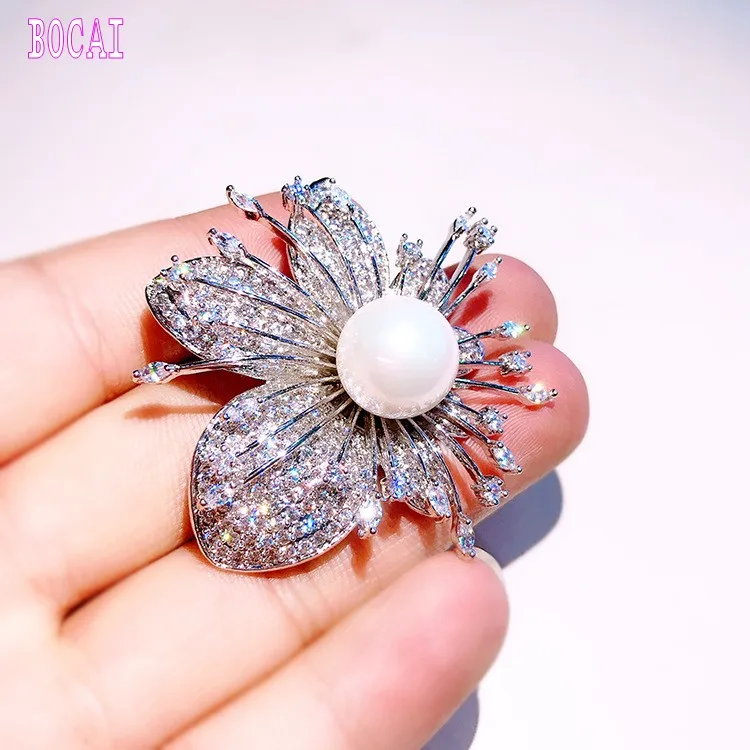 

New zircon micro-inlaid flowers big brooch women's fashion personality brooch pin temperament jewelry