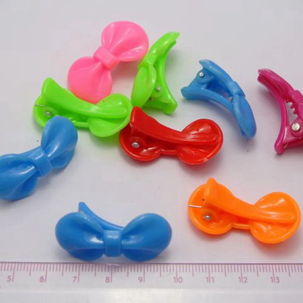 25 Mixed Colour Plastic Bowknot Alligator Hair Clips Barrettes DIY 36mm