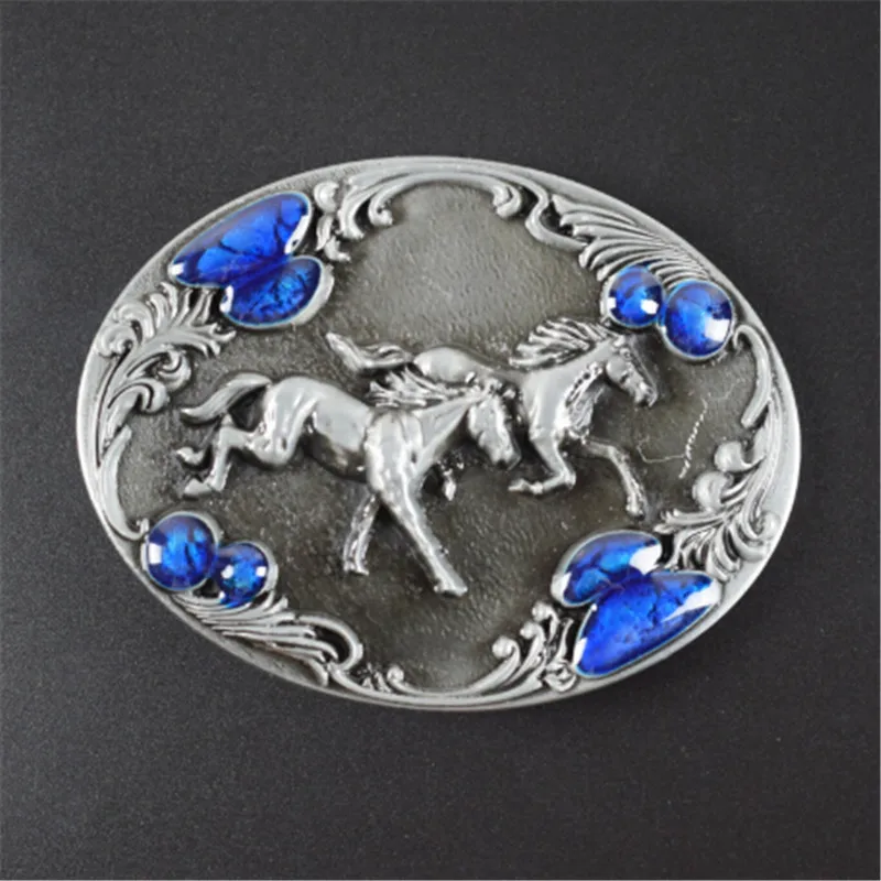 belt buckle 9cm running horse pattern metal pin buckles fashion