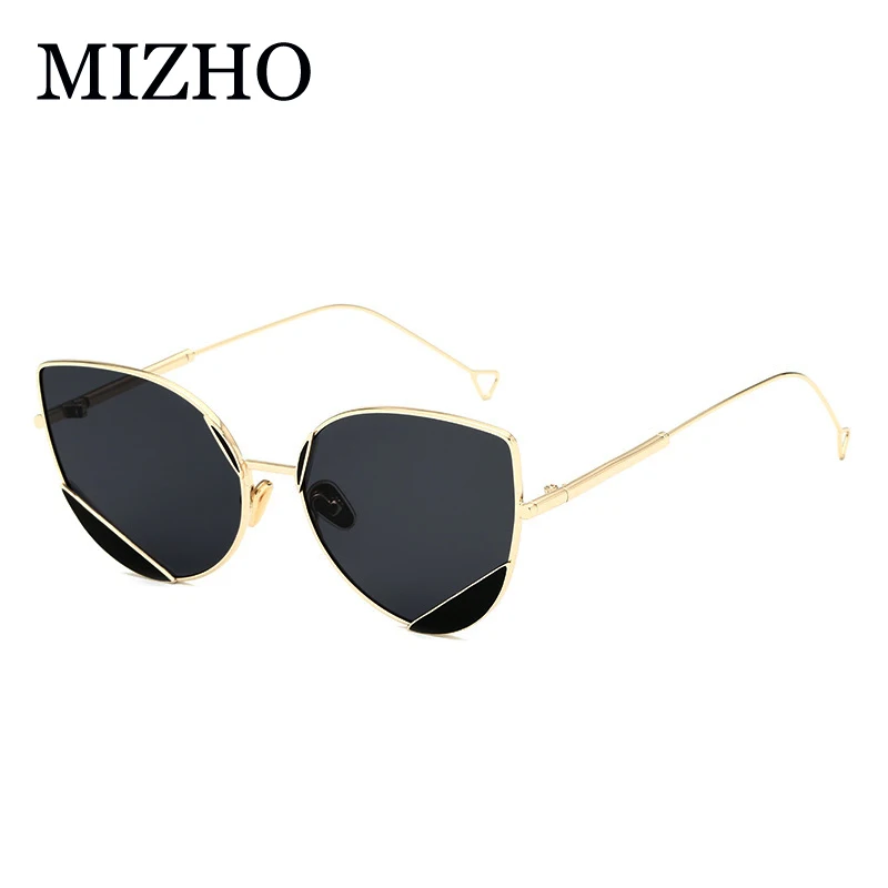

MIZHO Metal Counter Quality Decorative Sunglasses Women Brand Design UV Protector Fashion Street Cat eye Sunglasses Ladies 2019