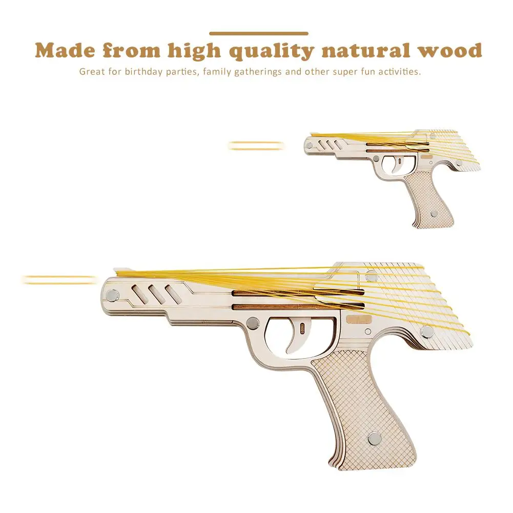 Пистолет с резиновой лентой игрушки модели 3D деревянные головоломки моделирование пуля Резиновая лента пусковая Механическая Резиновая лента пистолет