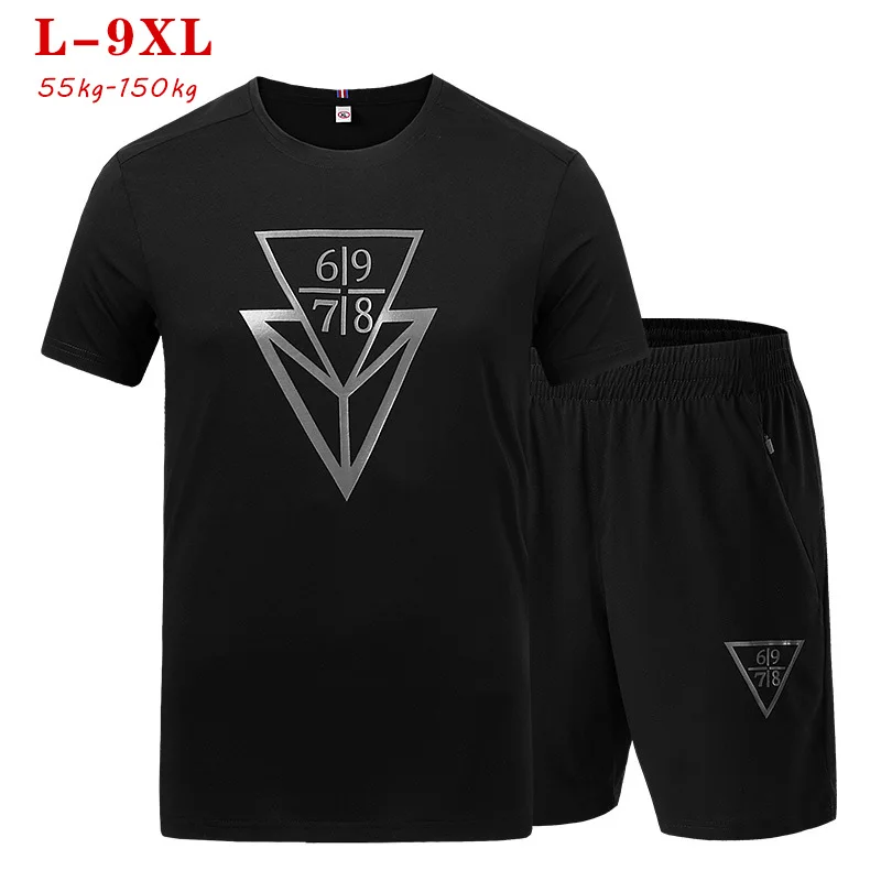 

two piece set t-shirt shorts summer mens short set casual mens outfit jogging sport suits joggers track suit tracksuit 8xl 9xl