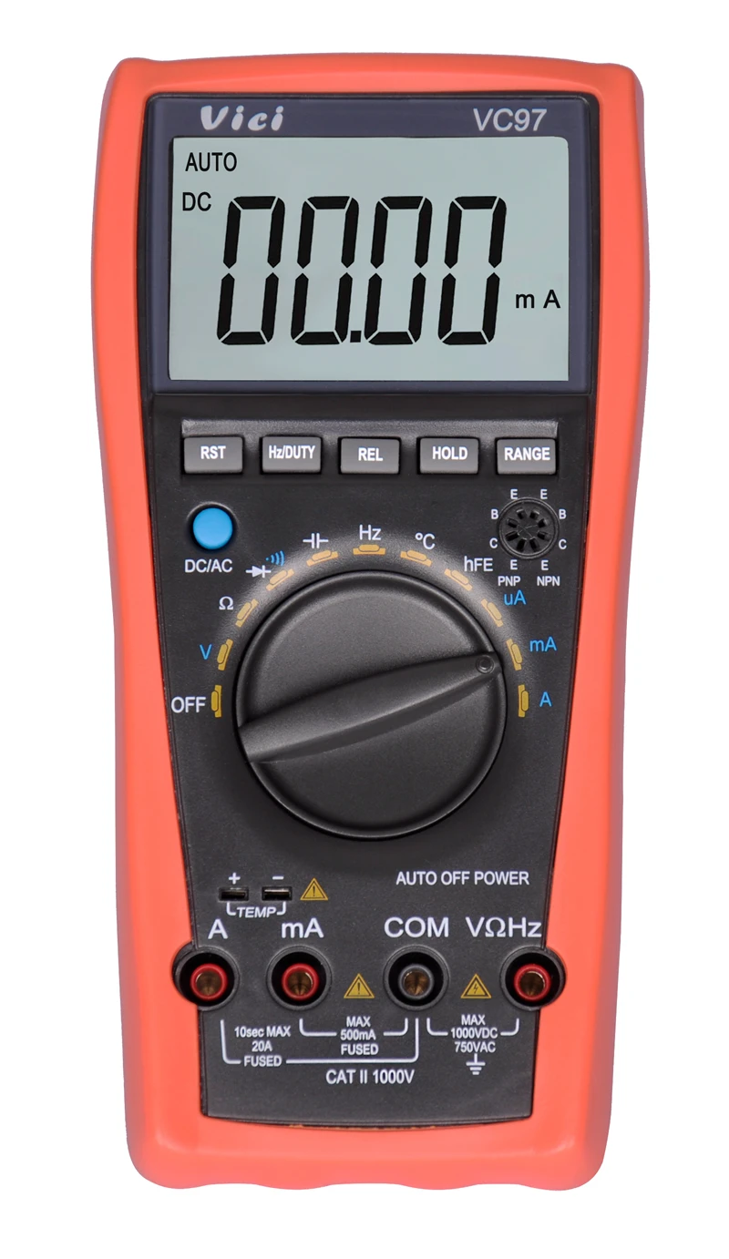 

VC97 Autorange Digital Multimeter True RMS Range 4000 Counts Resistance Capacitance Frequency Temperature DDM AC DC Voltmeter