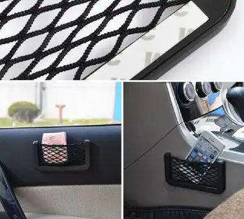 

Car Net Bag Car Organizer Nets 15X8cm Automotive Pockets With Adhesive Visor Car Syling Bag Storage for tools Mobile phone Wh