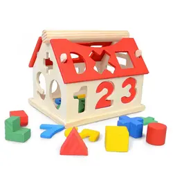 Деревянные игрушки дом цифры буквы дети Дети обучающая интеллектуальная блоки