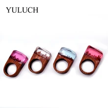 Кольцо YULUCH оригинальное яркое острое деревянное из смолы