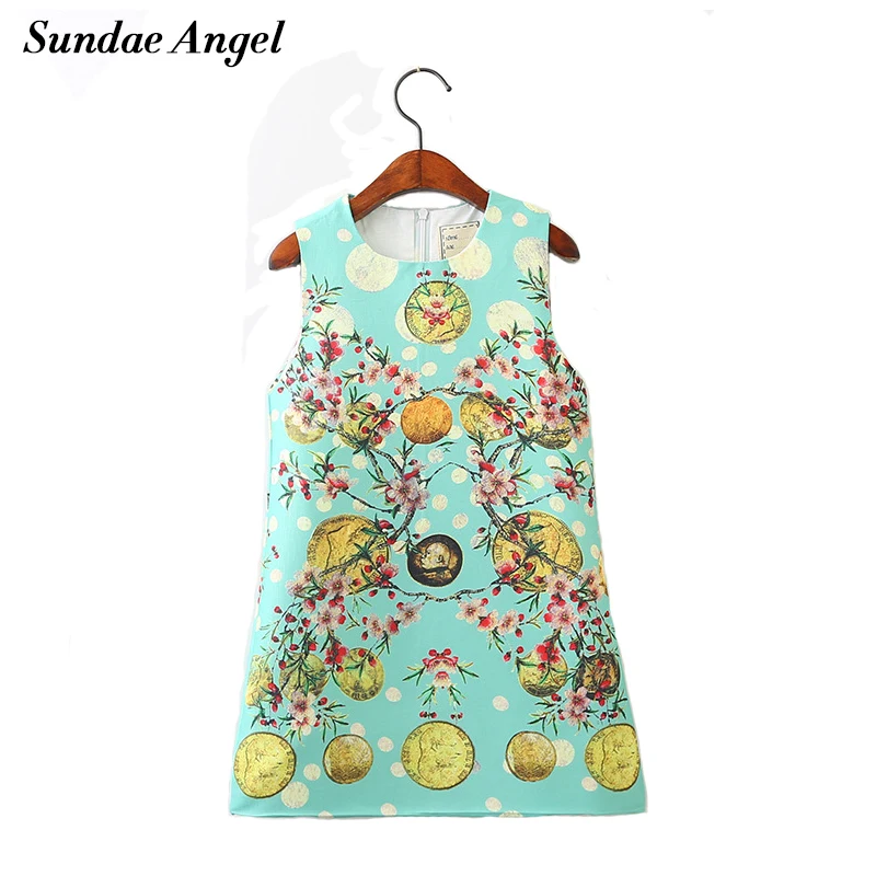

Sundae Angel Girl Summer Dresses Sleeveless Round Neck Print Pattern Kids Girls Summer floral Dress Princess Costume Children's