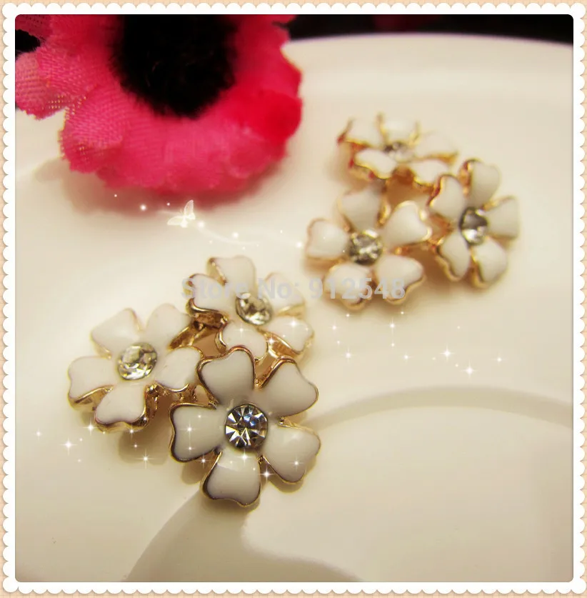 

AL729102,20mm 3 flowers rhinestone buttons,DIY hair ornaments handmade bow,Rhinestone faceplate diamond clasp