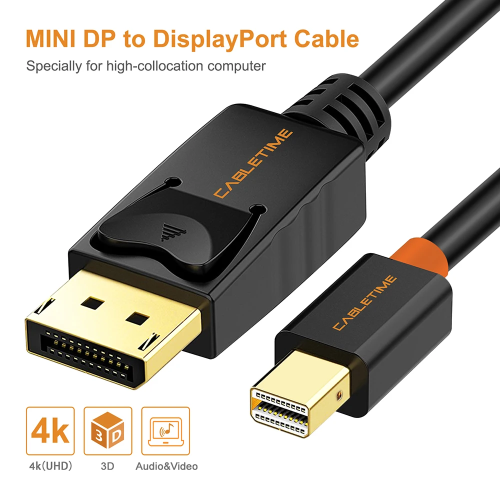 Кабель Cabletime Mini Display Port для ноутбука DP Thunderbolt HD кабеля HDTV проектора ПК|Компьютерные