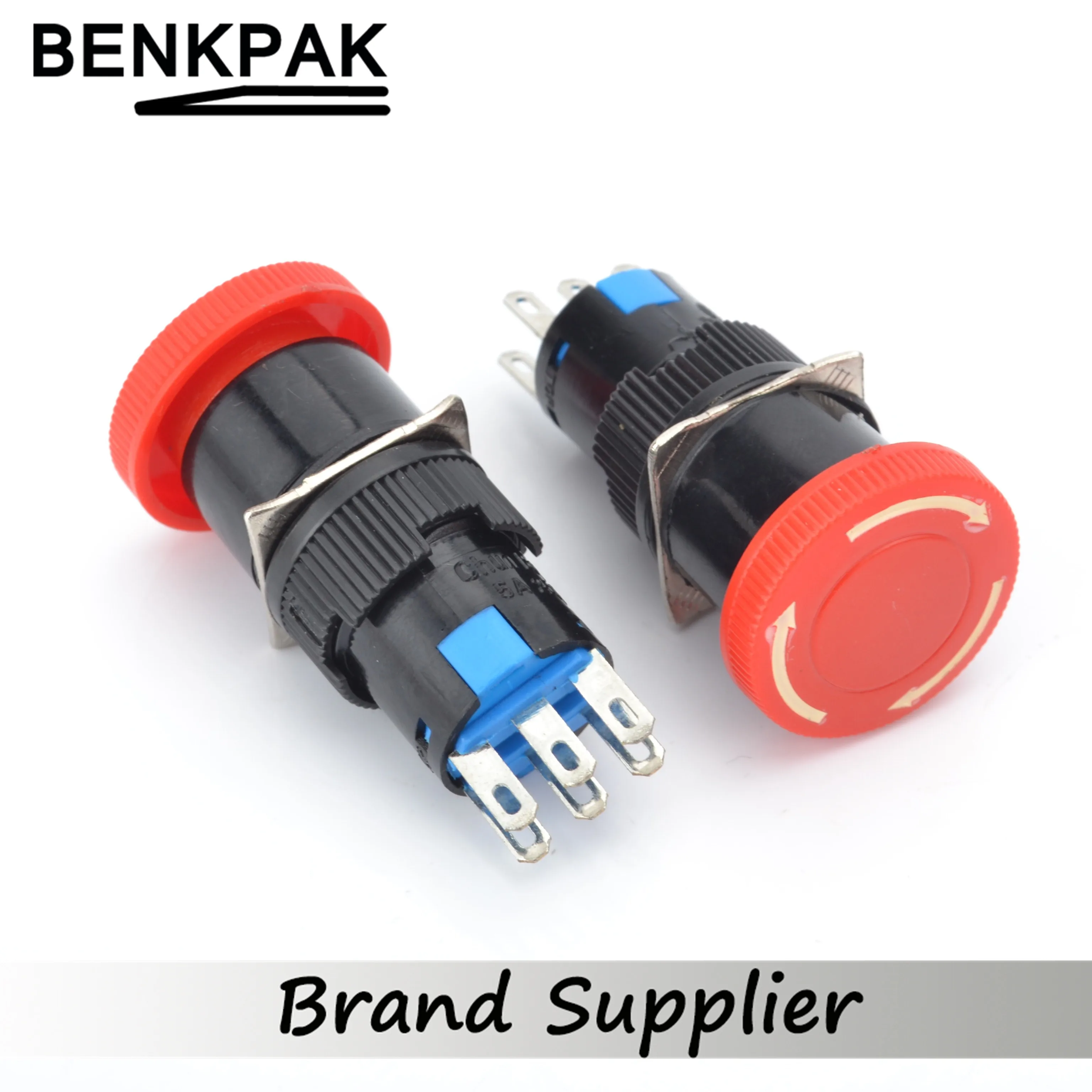 

BENKPAK 16mm e-stop switch mushroom 6 pins emergency stop switch 2NO+2NC