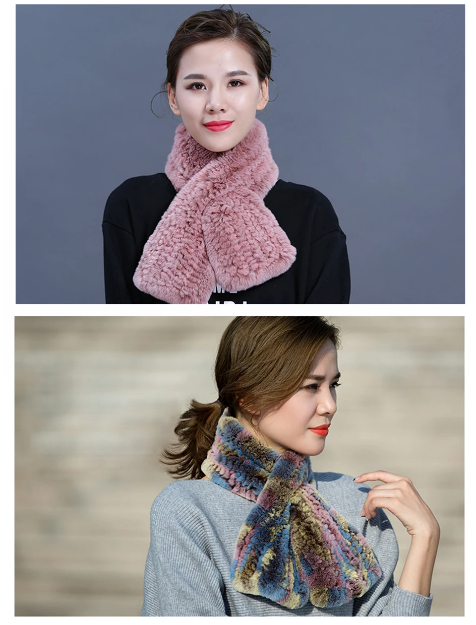 100% Real Rabbit Fur Scarf Lady Luxury Natural Fur Scarf 2018 Brand New High Quality Winter Scarves For Women  (13)
