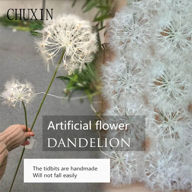 Diy Simulation Single Long Branch Dry Dandelion Home Window Sill