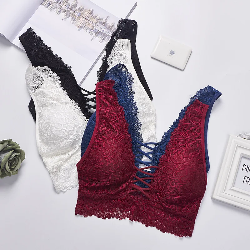 

Summer Sexy lace Women Intimates Lace Push-up bra Padded Bralette Crop Tops female anti-ligh Underwear bras for women
