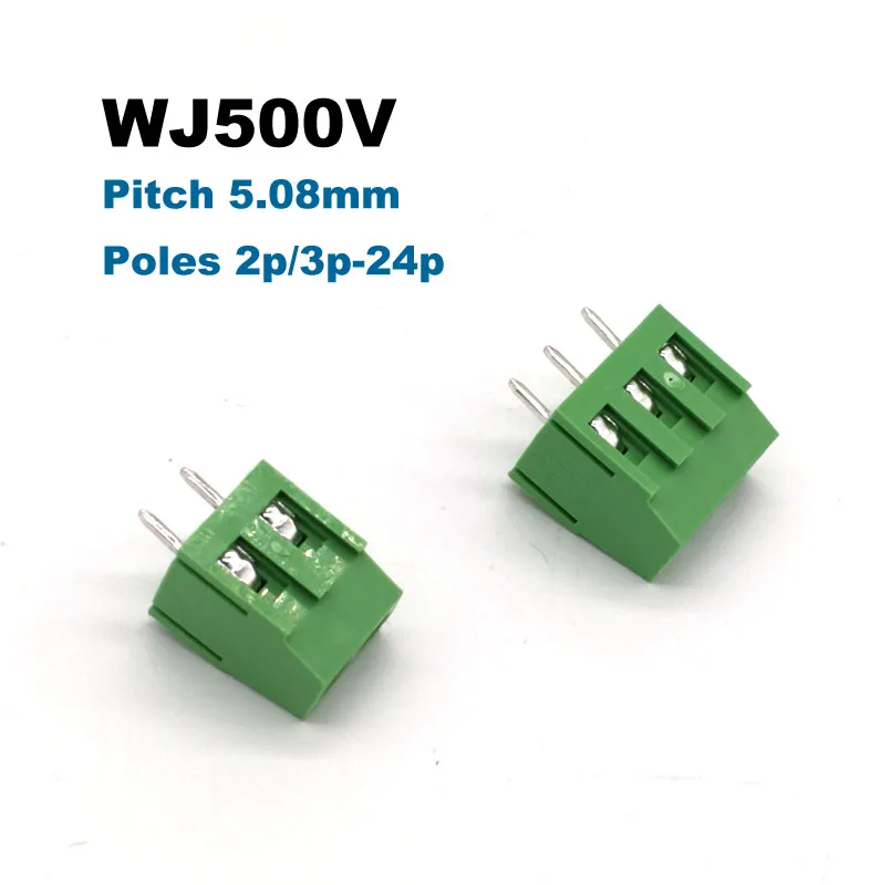 

5/10pcs Pitch 5.08mm Screw PCB Terminal Block Connector Straight Pin 2P 3P WJ500V blocks connectors morsettiera 300V 10A 2.5mm2