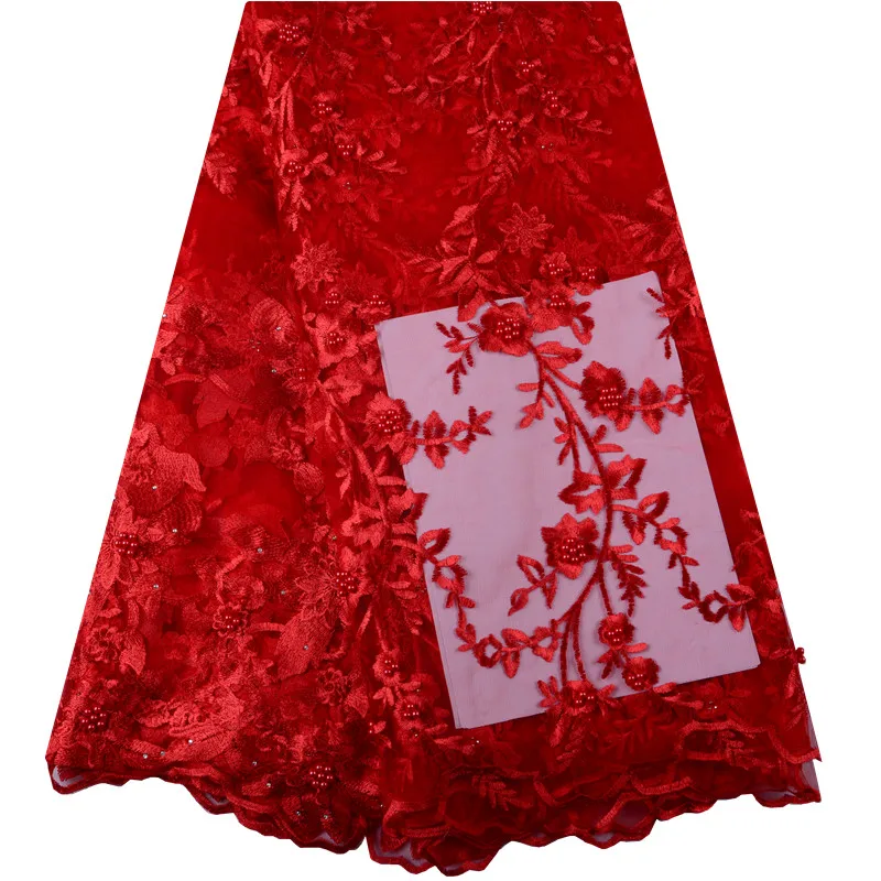 

Latest Silver Red African Laces Fabrics Embroidered African French Lace Fabric Cheap African French Net Tulle Lace Fabric 1014B