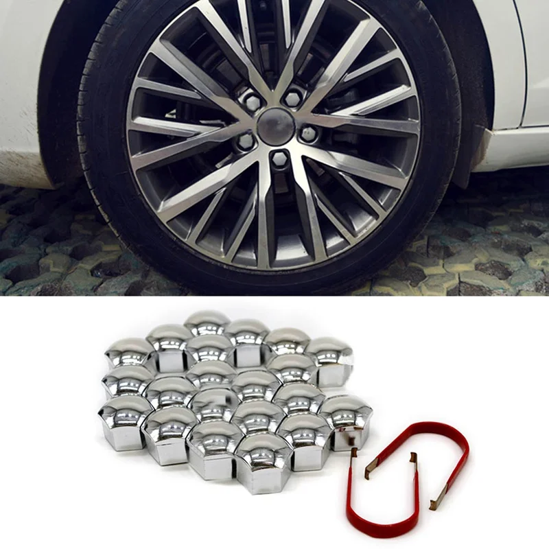 

20Pcs/Lot Car Wheel Bolt Center Nut Cover Caps with a Clip Tool Universal Hub Nut Car Bolt Protect Cap