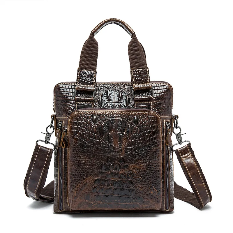 

YISHEN Embossed Alligator Pattern Men Handbags Totes Genuine Leather Vintage Male Shoulder Messenger Bags Crossbody Bags MLT8831