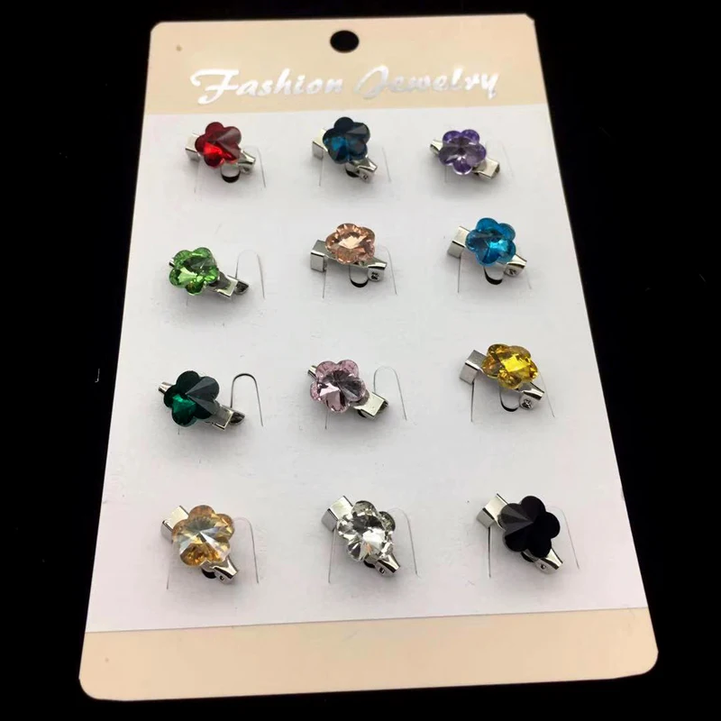 

Fashion Crystal Flower Magnet Brooches Hijab Buckle Muslim 12PCS Woman Wedding Broches Muslim Brooches Safety Scarf Hijab Pins