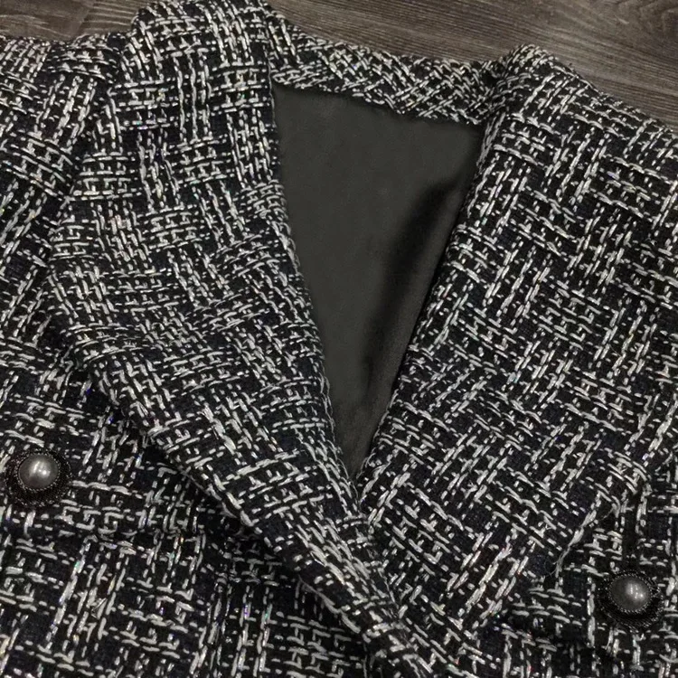 Brand new 2019 autumn plaid blazers coat Chic women's elegant tweed jackets coat A364
