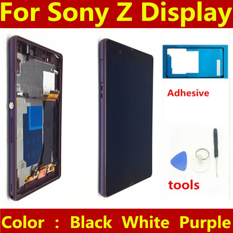 

For Sony Xperia Z L36h LCD C6606 C6603 C6602 C660x C6601 LCD Display + Touch Screen Panel with button frame Free Shipping