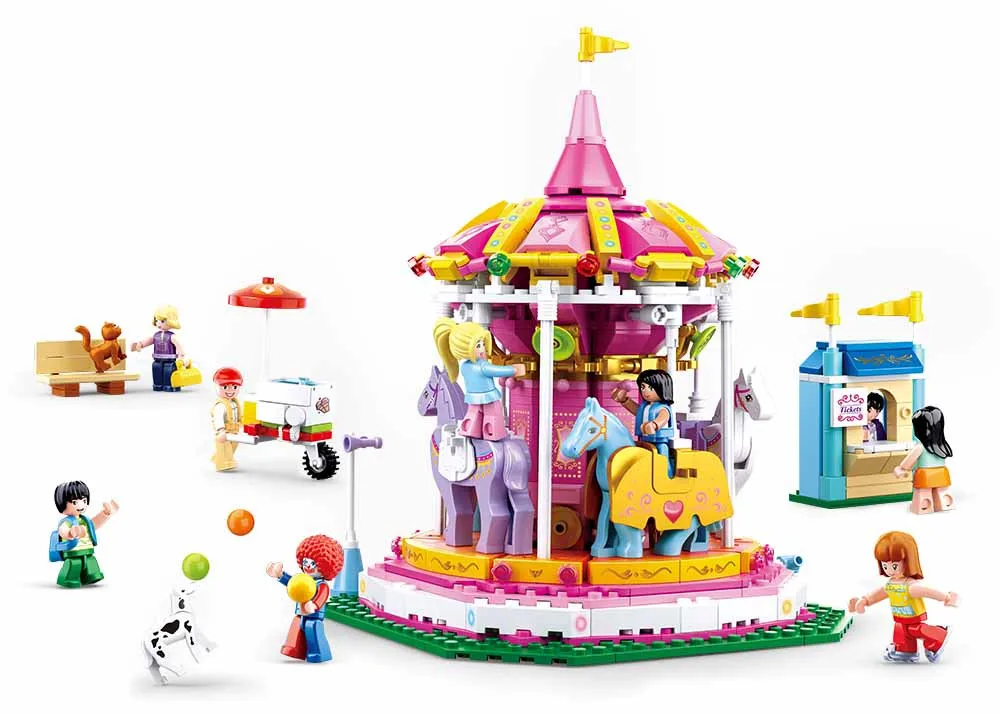 0725 762pcs City Girl Friends Amusement park Carrousel Merry-go-round Building Blocks Toys For Chidlren | Игрушки и хобби