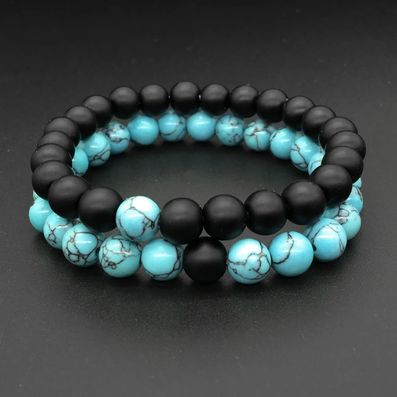 

2 Pcs/Set Black Blue Couple Distance Bracelet Charms Yoga Meditation Braclet For Men Women Lovers Best Friend Jewelry Gift