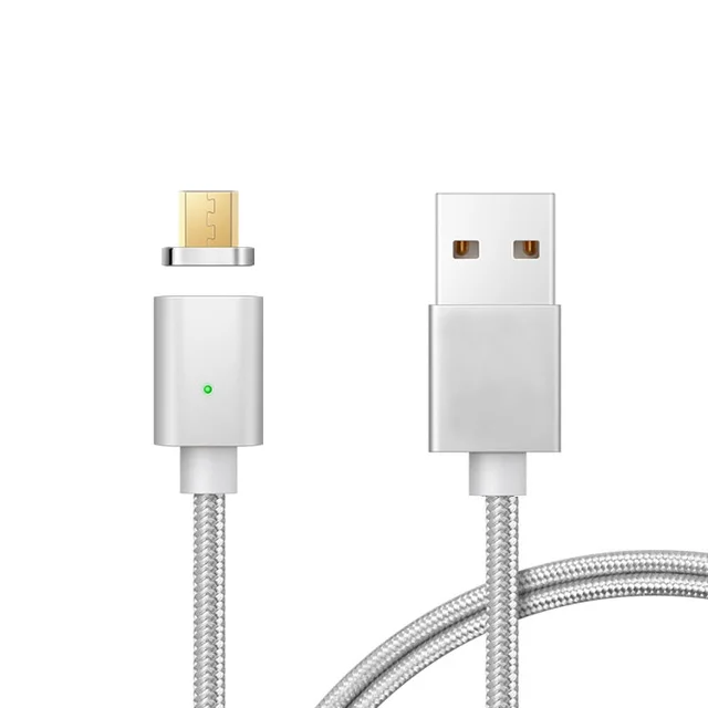 BBSW Micro USB Магнитный кабель с переходником для зарядного устройства для SAMSUNG HUAWEI XIAOMI Android Автоматическая Адсорбция Магнитный кабель передачи данных конвертер - Цвет: 1M Silver Cable