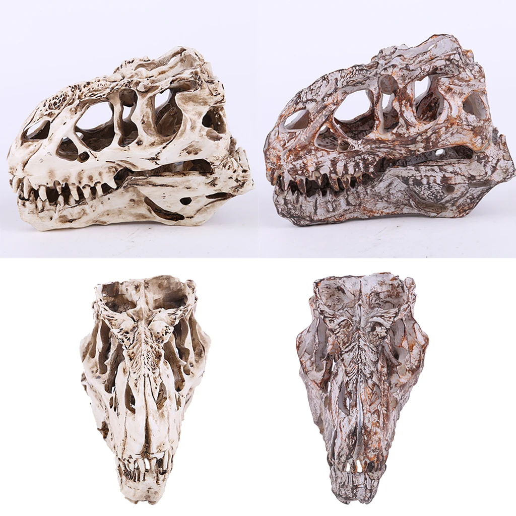 Resin T-rex Skull Replica Skeleton Figurine Collection Bar Decor White