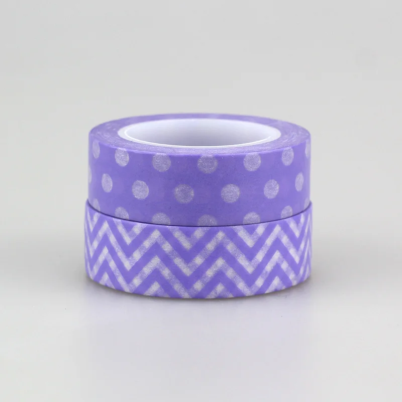 

Cute Adhesive Tape Purple Dots and Chevrons Print Scrapbooking DIY Craft Sticky Decorative Masking Japanese Paper Washi Tape Lot