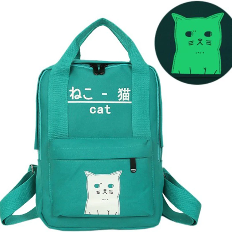 

school bags for girls Vintage japanese school bag Luminous cat schoolbag backpack schulrucksack large kids backpack girls