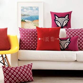 

Free shipping 2017 New Geometry Valentine's Day Red Home Decorative Pillow case for Car office home decorate sofa cushions