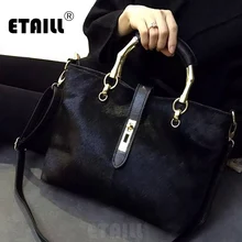 2017 Horsehair Leather Handbags Large Black Shoulder Bags Designer Famous Brand Crossbody Bags Lady Winter Bags for Women