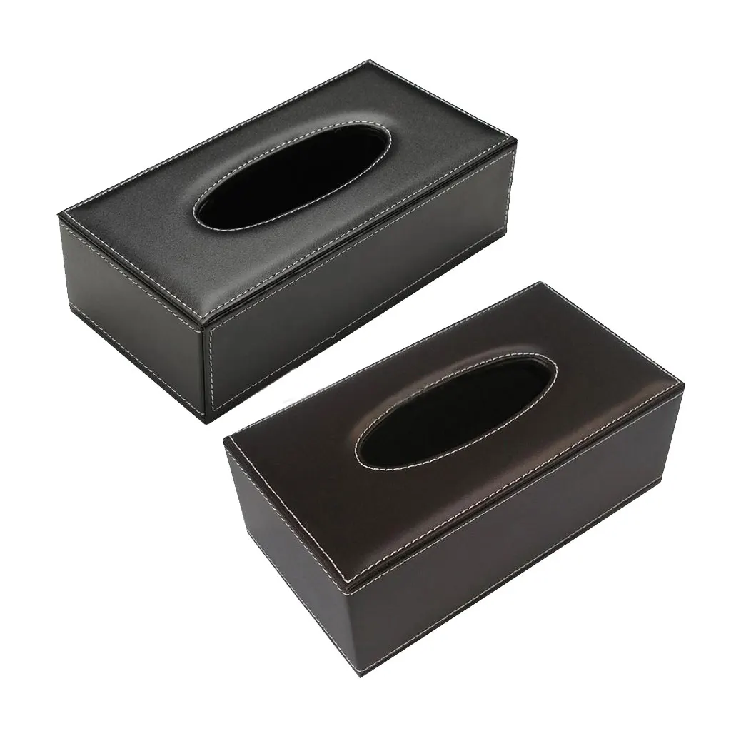 MagiDeal PU Leather Tissue Box Cover Home Car Napkin Toilet Paper Holder Tissue Case for Restaurant Office Household - Brown