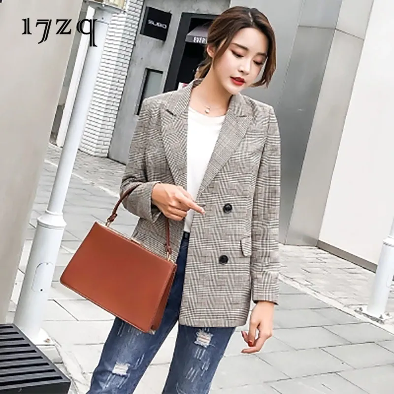 17zq 2018 New Fashion Plaid Blazers Suit Jacket Spring